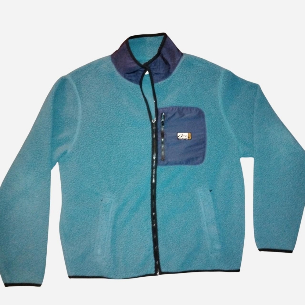 Aéropostale Teal & Navy Blue Sherpa Fleece Full-Zip Jacket - Small